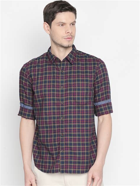 Buy Basics Men Maroon And Green Slim Fit Checked Casual Shirt Shirts