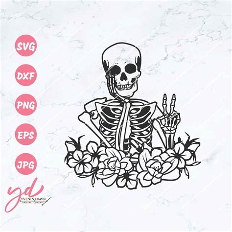 Floral Skeleton Peace Sign Svg Png Human Skeleton Svg Peace Sign