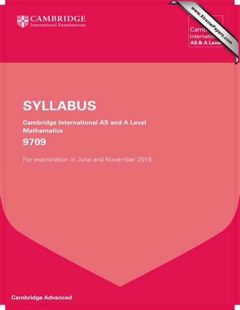 Syllabus 9709 Cambridge International As And A Level Mathematics