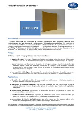 Fiche Technique Stickson Membrane Viscoelastique PDF