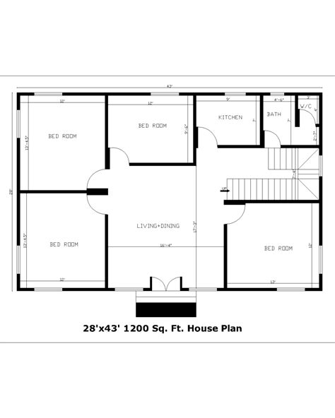 28x43 1200 Sq Fthouse Plan 28x43 1200 Sq Ft Plan Pdf Rjm Civil