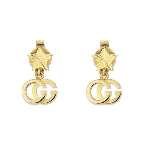 Gucci Gg Running 18ct Yellow Gold Star Drop Earrings Ybd648604001 Francis And Gaye Jewellers