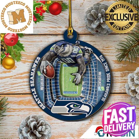 Seattle Seahawks Football Mascot NFL Custom Name 2023 Gifts Christmas Decorations Ornament ...