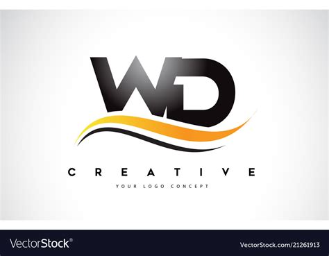 Wd w d swoosh letter logo design with modern Vector Image