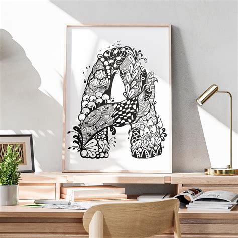 Essence Letter A Crafted In Digital Zentangle Style Original Design For