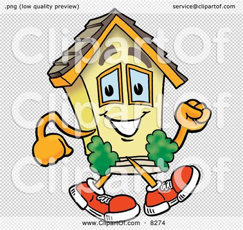 Clipart Picture Of A House Mascot Cartoon Character Running By Mascot