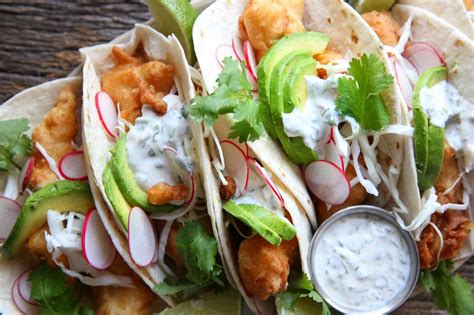 Best Beer Battered Fish Tacos With Jalapeno Cilantro Crema Recipe How