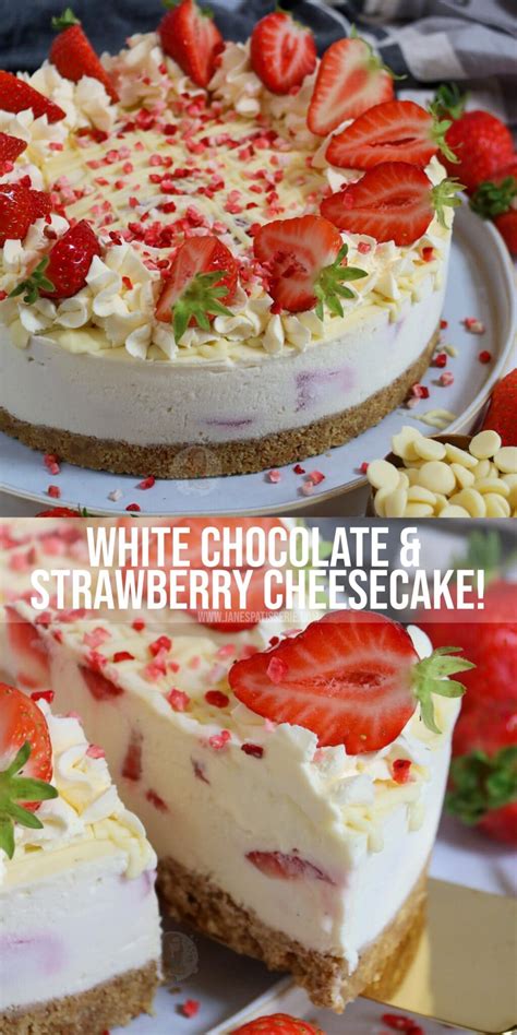 No Bake White Chocolate And Strawberry Cheesecake Janes Patisserie