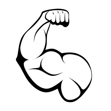 Arm Bicep Icon On White Background Muscular Arm Outline Design In