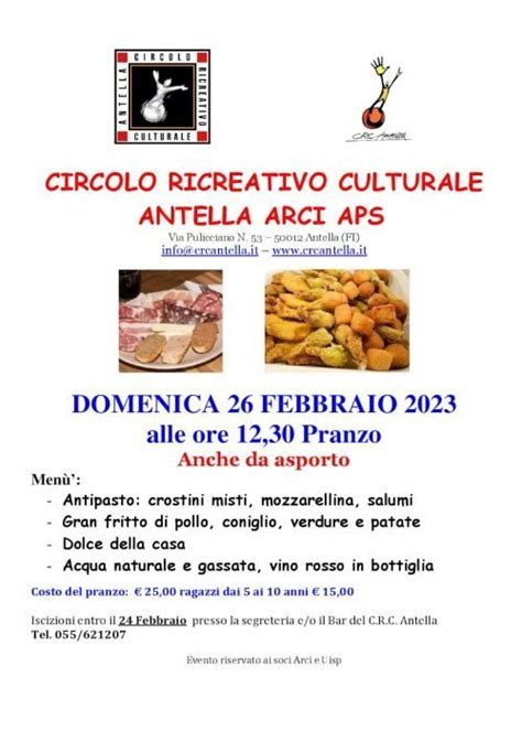 Pranzo Domenica Febbraio Circolo Ricreativo Culturale Antella