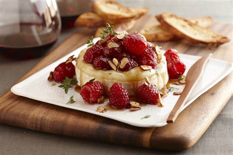 Raspberry Brie Recipe With Honey And Almonds Driscolls