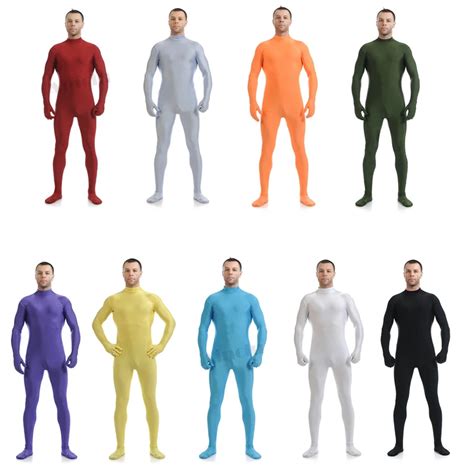 Hours Spandex Turtleneck Unitard Mens Full Body Zentai Suit Hoodless