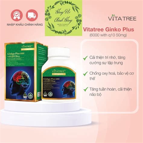 Vitatree Ginkgo Plus 6000MG With Q10 Tăng Cường Tuần Hoàn Não 60 Viên