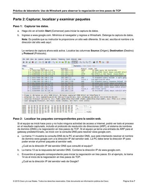 PDF Práctica de laboratorio Uso de Wireshark para observar la