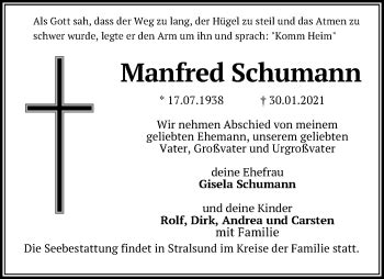 Traueranzeigen Von Manfred Schumann Trauer Anzeigen De