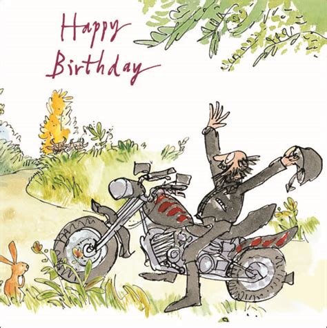 Quentin Blake Motorbiker Happy Birthday Greeting Card Cards Love Kates