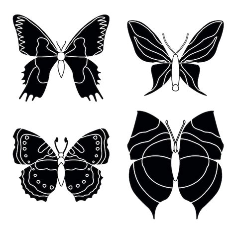 Vector Set Mariposas Sobre Un Fondo Blanco Dibujo Decorativo Insecto