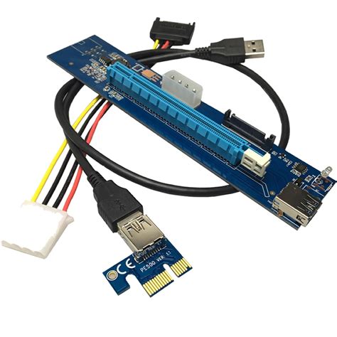 6pcslot 60cm Pci Express Pci E 1x To 16x Riser Card Extender Pcie Adapter Usb 30 Cable