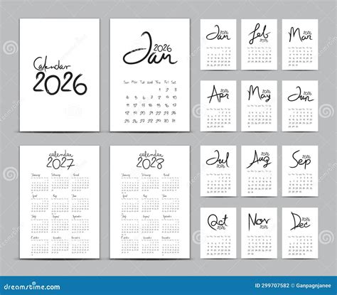 Desk Calendar Template Set Calendar Lettering Calendar