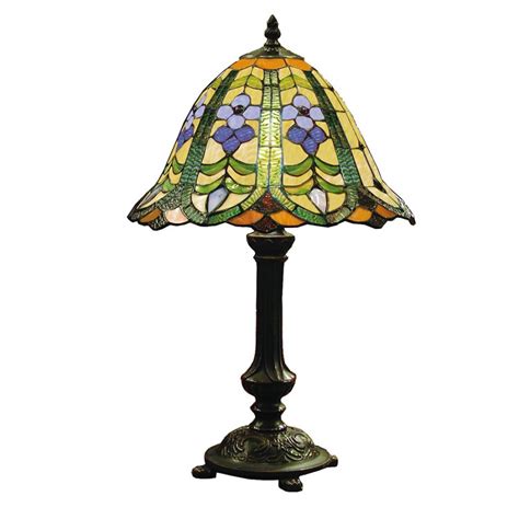 5LL 8838 Lampe de table Tiffany Ø 30x48 cm Vert Bleu Verre Fleur Lampe