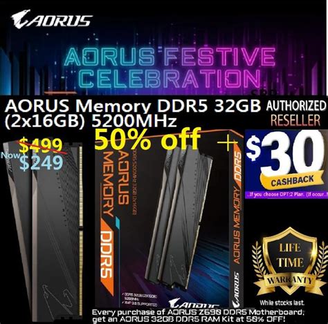 GIGABYTE AORUS DDR5 32GB 2x16GB 5200Mhz L T W Support I9 12900K I7