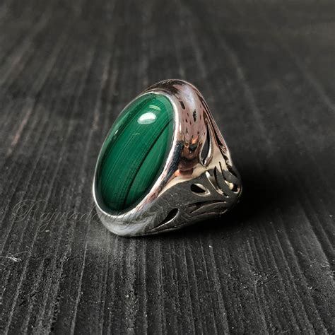 Heavy Malachite Ring Mens Malachite Ring Malachite Jewelry Etsy