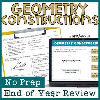 Geometry End Of Year Eoc Review Constructions By Algebra Einstein