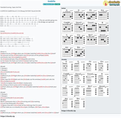Chord Godzilla Tab Song Lyric Sheet Guitar Ukulele Chords Vip