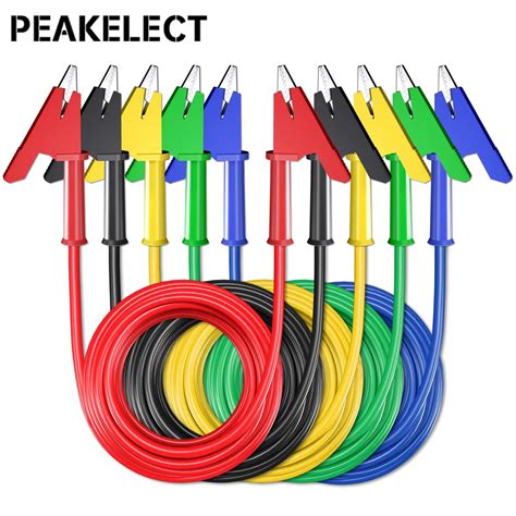 Peakelect P1024 Dual Alligator Clip Test Lead 1m Wire Heavy Duty Crocodile Clips 15cm Opening