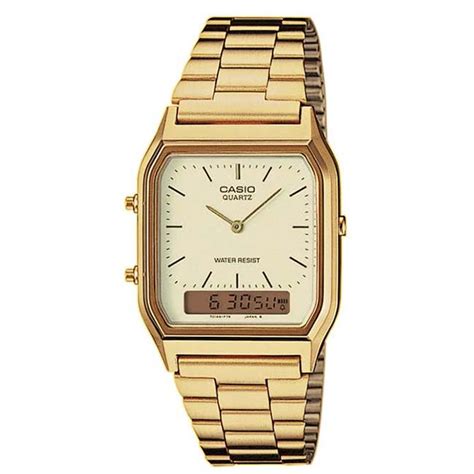 Reloj Casio AQ 230GA 9D Dorado Analógico Digital Retro UNESTILO