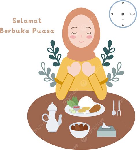 Ilustraci N De Selamat Berbuka Puasa Iftar Con Ni A En Fondo