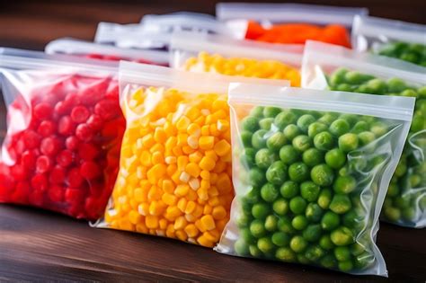 Contenedores Y Bolsas De Pl Stico Con Diferentes Verduras Congeladas En