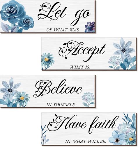 Color Valley Art 4 Pcs Butterfly Inspirational Quote Wooden Sign Dream Faith Love