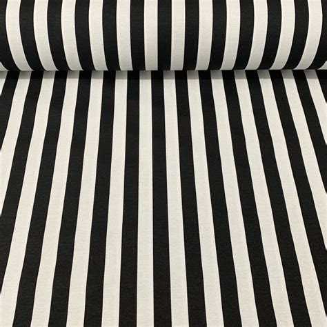 Black and White Stripe Canvas Fabric Water Repellent Cotton Outdoor ...