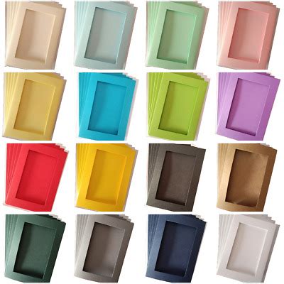 Rectangular Aperture Tri Fold Card Blanks A6 6x4 19 Colours 5 Pack