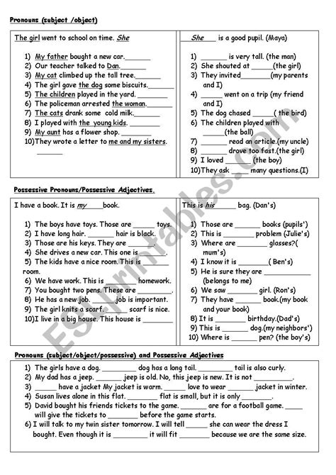 Pronouns And Adverbs Esl Worksheet By Ronit85