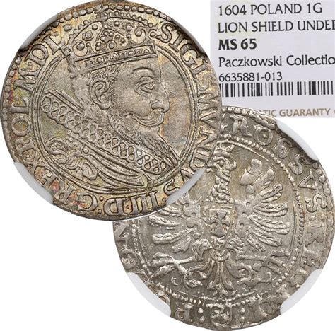 Zygmunt III Waza Grosz 1604 Kraków OKAZOWY ex Pączkowski NGC MS65