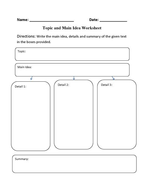 6th Grade Main Idea Worksheet