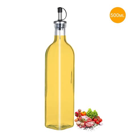 Kitchen Olive Oil And Vinegar Glass Dispenser Cruet Square Seasoning