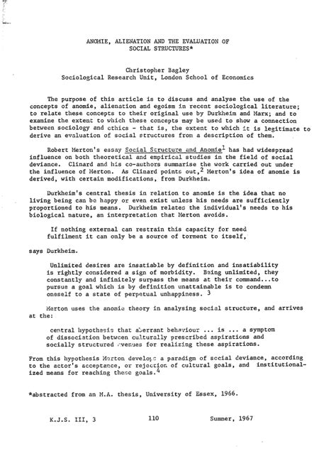 (PDF) Anomie, alienation and the evaluation of social structures