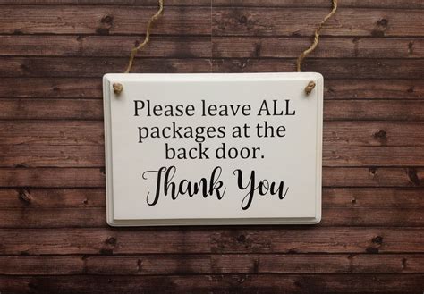 Please Leave All Packages At The Back Door Hanging Sign For Front Porch