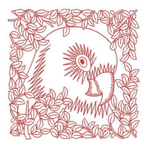 Redwork Parrot Square Machine Embroidery Design Embroidery Library At