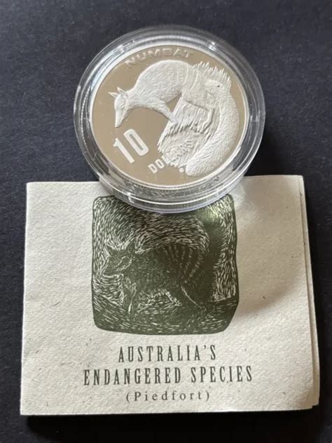 1995 AUSTRALIA S ENDANGERED Species NUMBAT 10 Piedfort Silver Proof