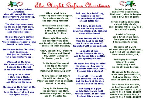 Free Printable Twas The Night Before Christmas Words