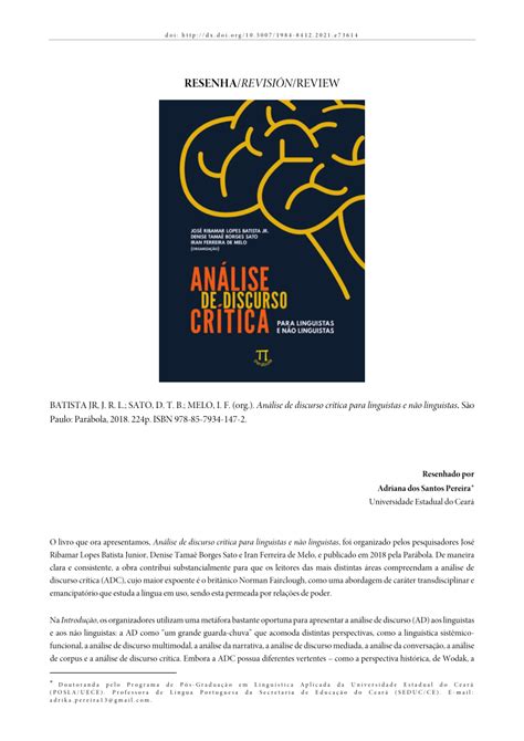 Pdf Análise De Discurso Crítica Para Linguistas E Não Linguistas