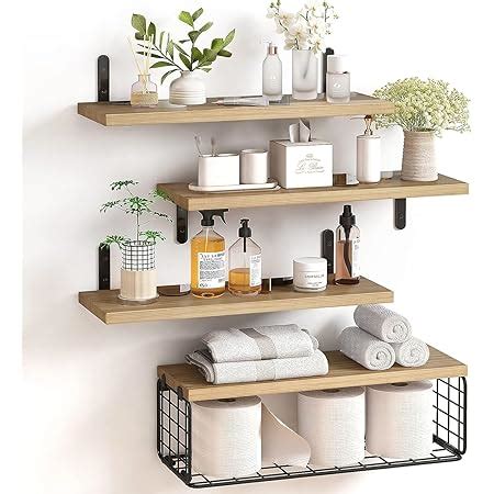 Peter S Goods Rustic Brown With Black Floating Shelves For Bathroom