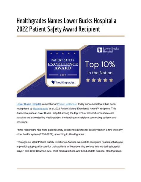 Ppt 2022 Patient Safety Excellence Award Lower Bucks Hospital