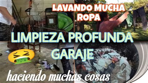 Limpieza Profunda Garaje Lavando Mucha Ropa Haciendo Muchas Cosas