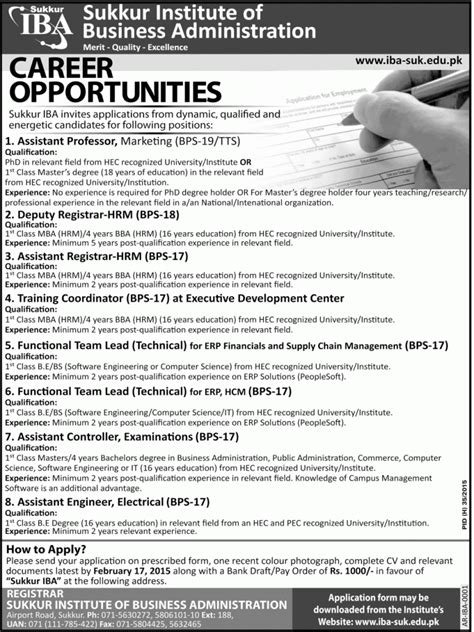 IBA Sukkur Jobs 2015 Application Form