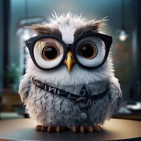 Premium Ai Image Cute Cartoon Owl Wearing Glasses